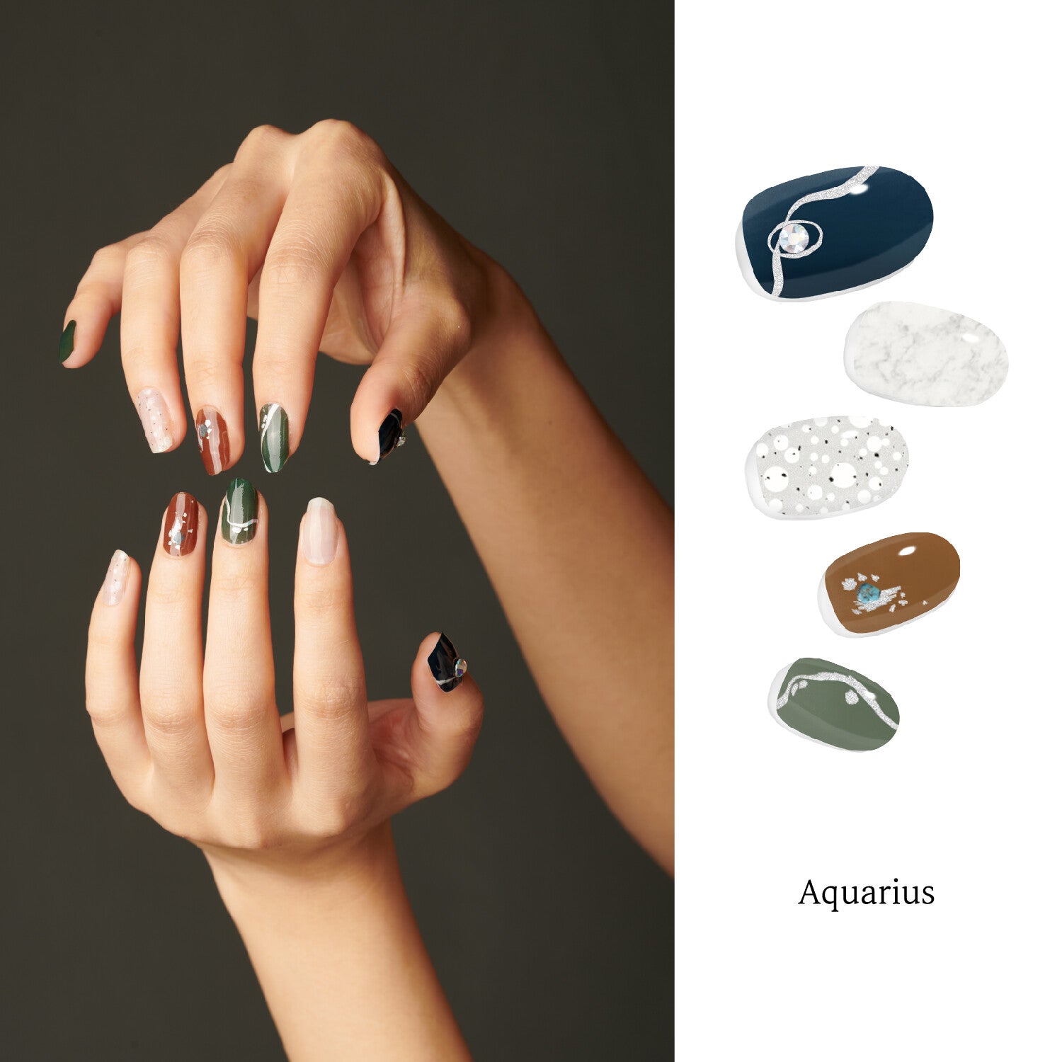 Folaris Aquarius Swarovski Nails - 아쿠아리우스 네일(스와로브스키 파츠)