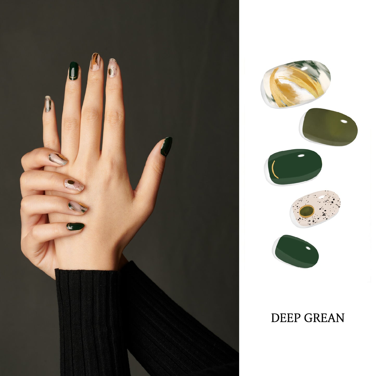 Folaris Deep Green Nails - 딥 그린 네일