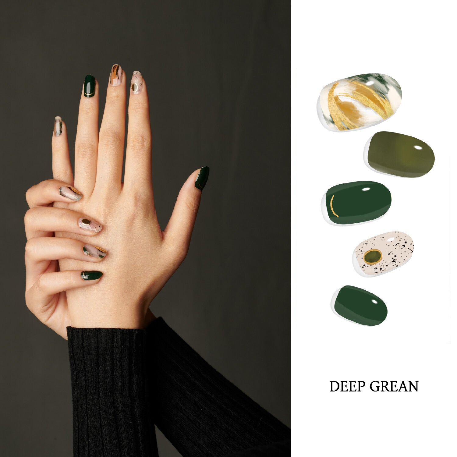 Folaris Deep Green Nails - 딥 그린 네일