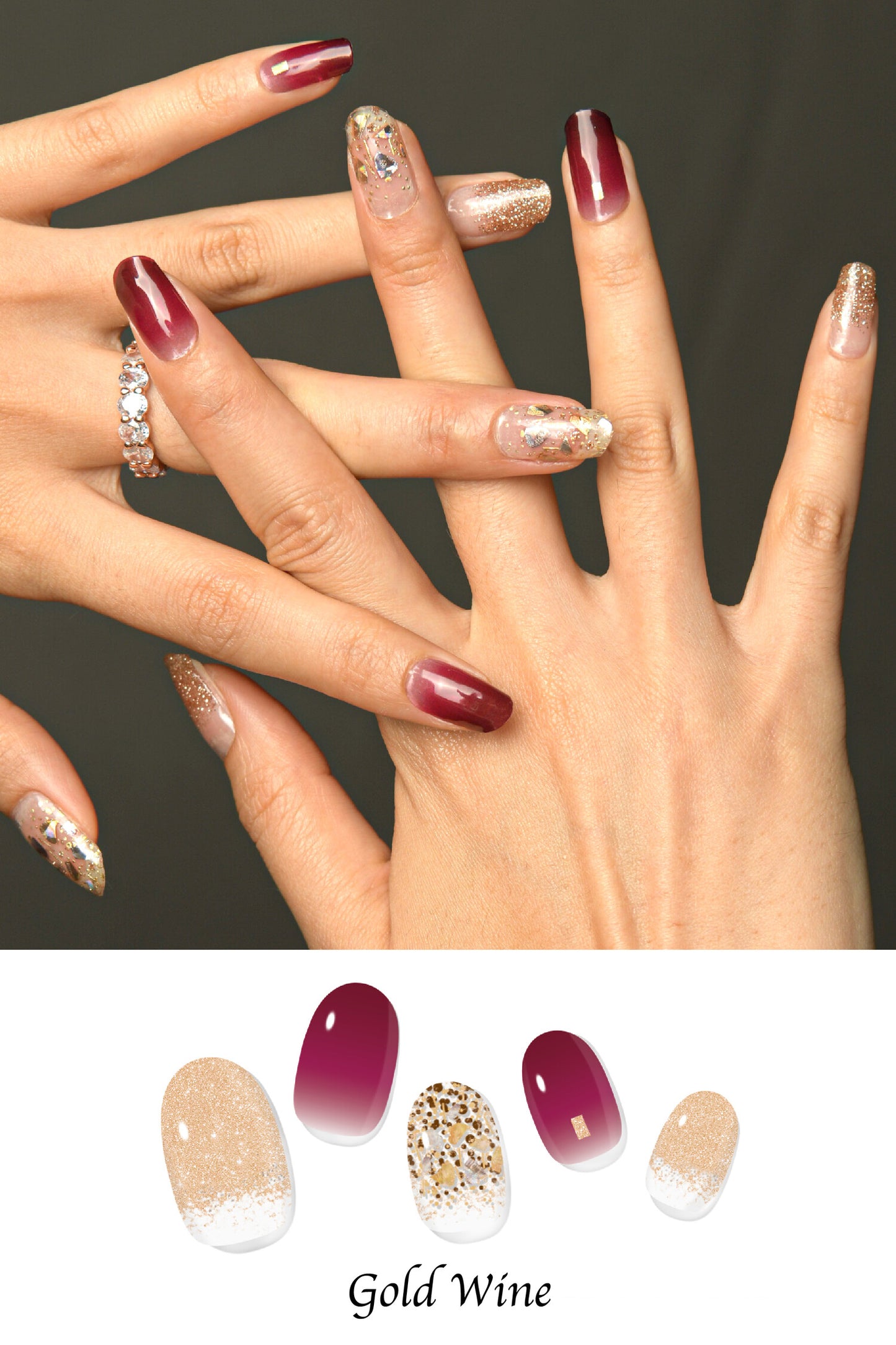 Folaris Gold wine nails - 골드와인 네일