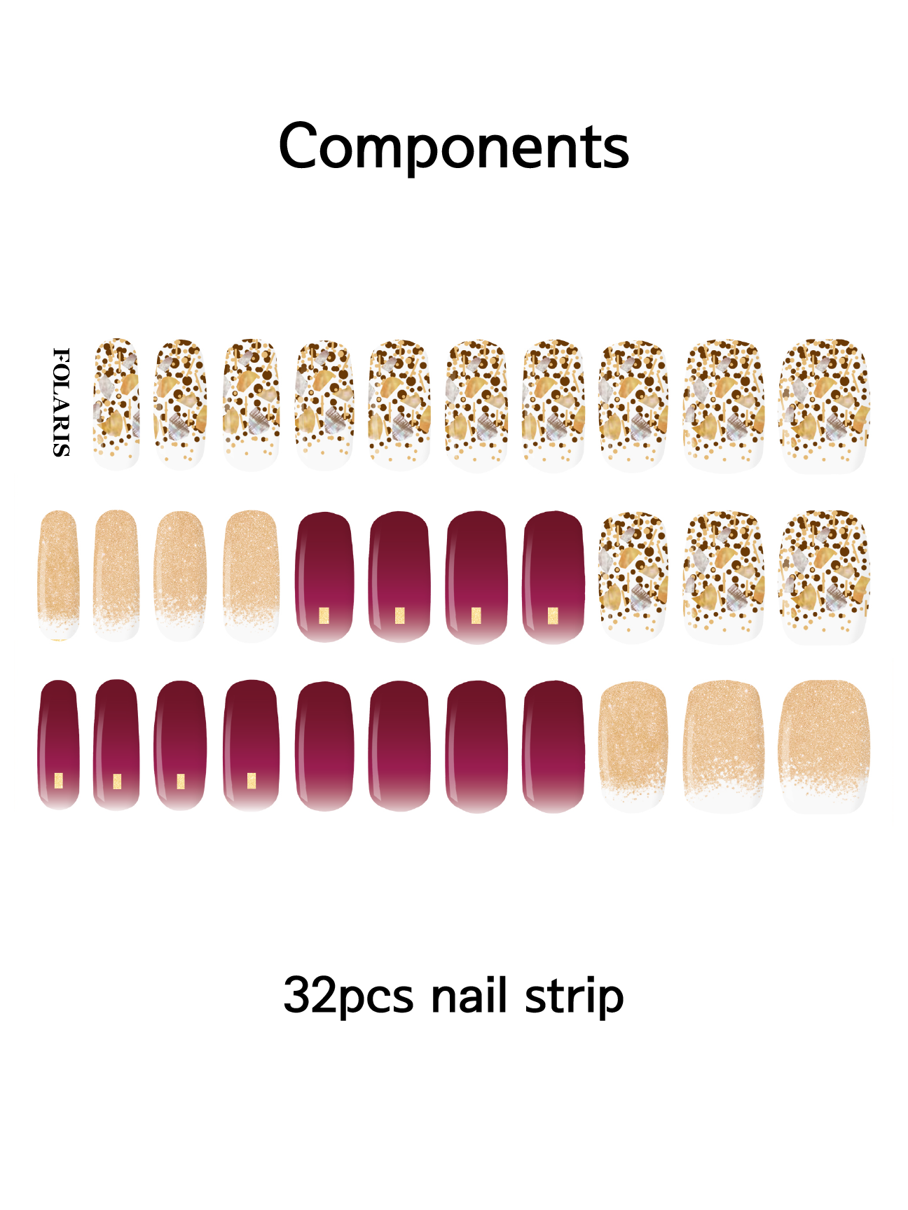 Gold wine nails - 골드와인 네일