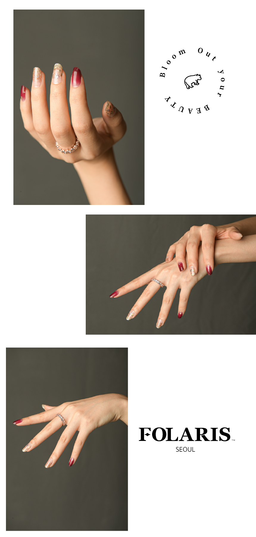 Gold wine nails - 골드와인 네일